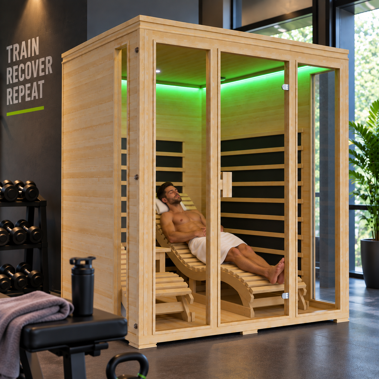Infrarotkabine in einem Fitnessstudio