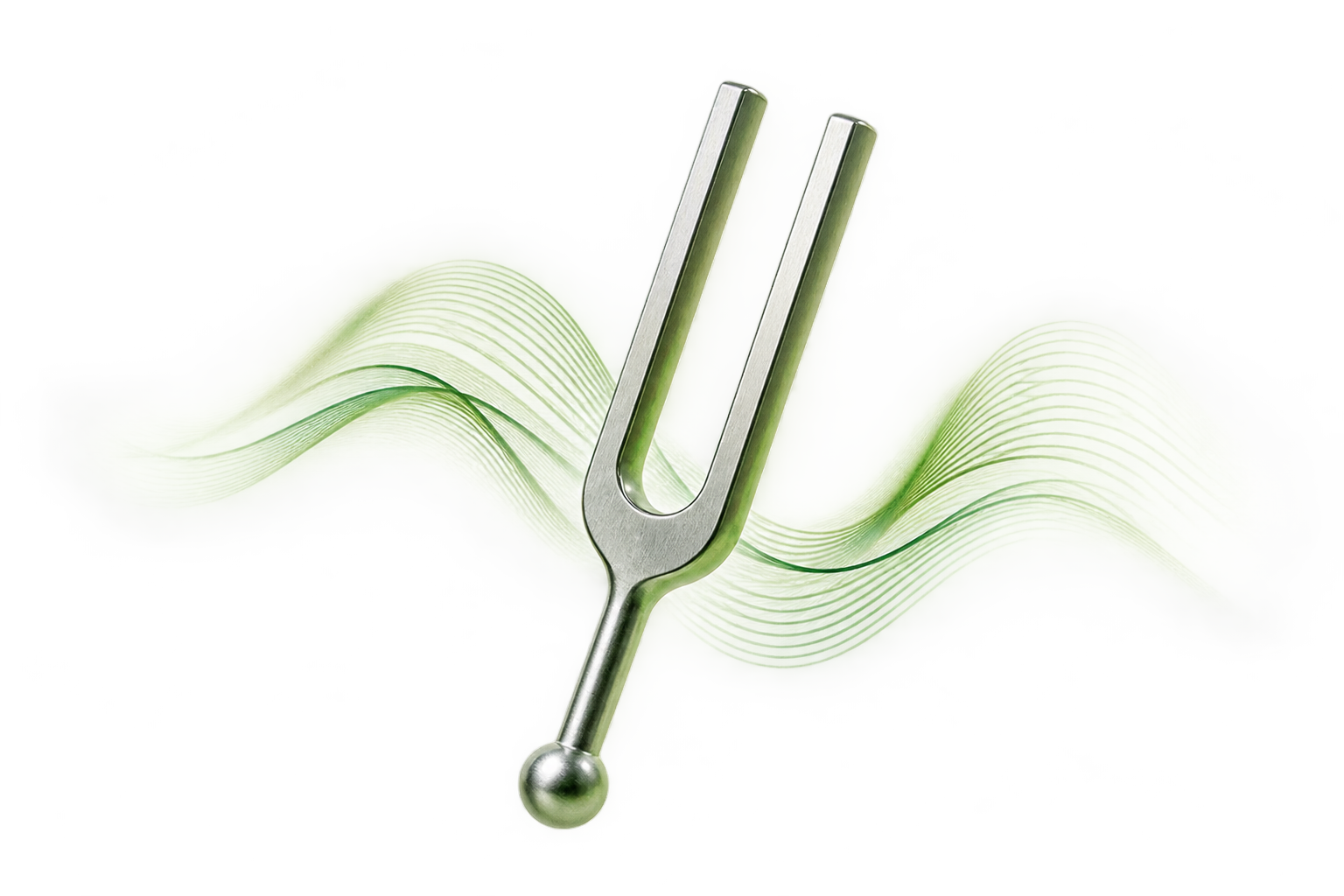 Stimmgabel mit visualisierten Schallwellen