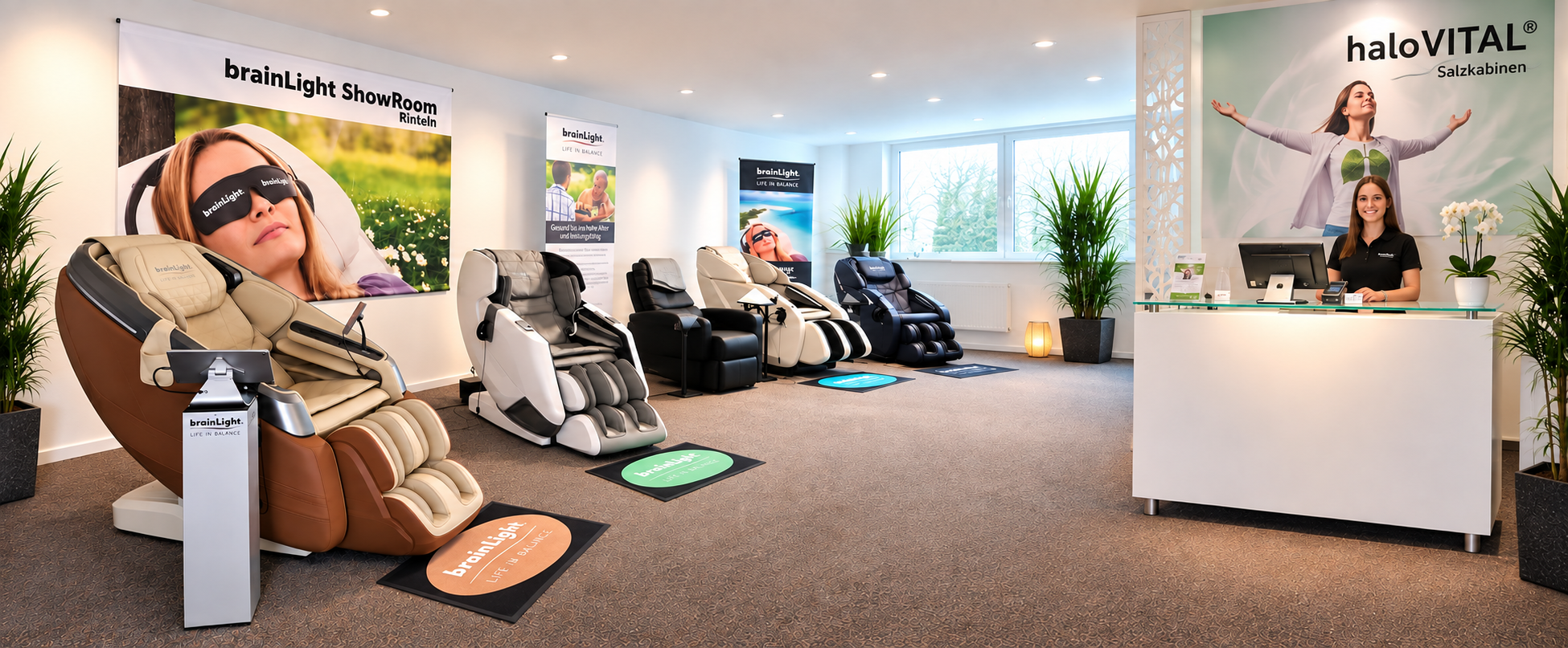 brainLight Showroom mit Entspannungssesseln